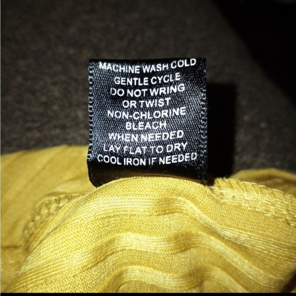 SAY WHAT? RIBBED YELLOW MIDI OFF-THE-SHOULDER DRESS SZ.L EUC - Picture 8 of 8